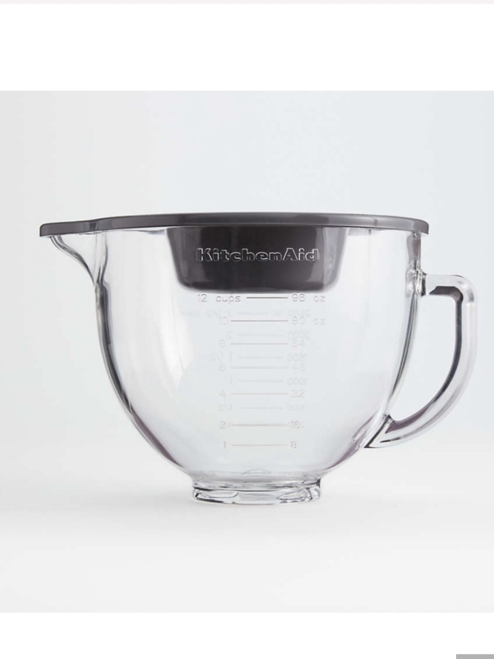 KitchenAid Clear Glass Mixing Bowl with Charcoal Lid and Handle